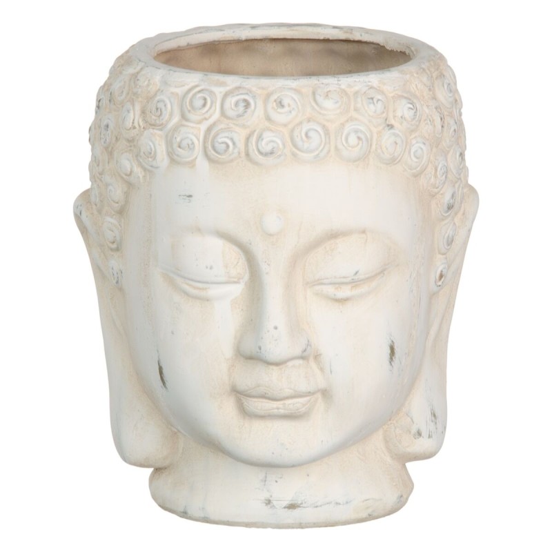 Cache-pot Crème Terre cuite Buda Oriental 17,1 x 16,6 x 20 cm