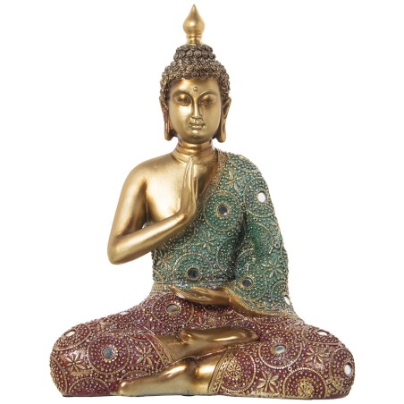 Deko-Figur Alexandra House Living Rot grün Gold Kunststoff Buddha 18 x 30 x 38 cm