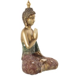 Deko-Figur Alexandra House Living Rot grün Gold Kunststoff Buddha 18 x 30 x 38 cm