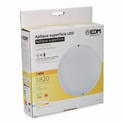 Wandleuchte EDM 32446 Weiß Kunststoff F 18 W 120 W 1820 Lm Bewegungsmelder Lichtsensor rund (4000 K)