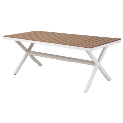 Table de Salle à Manger DKD Home Decor Extérieur Résine Aluminium 200 x 90 x 75 cm