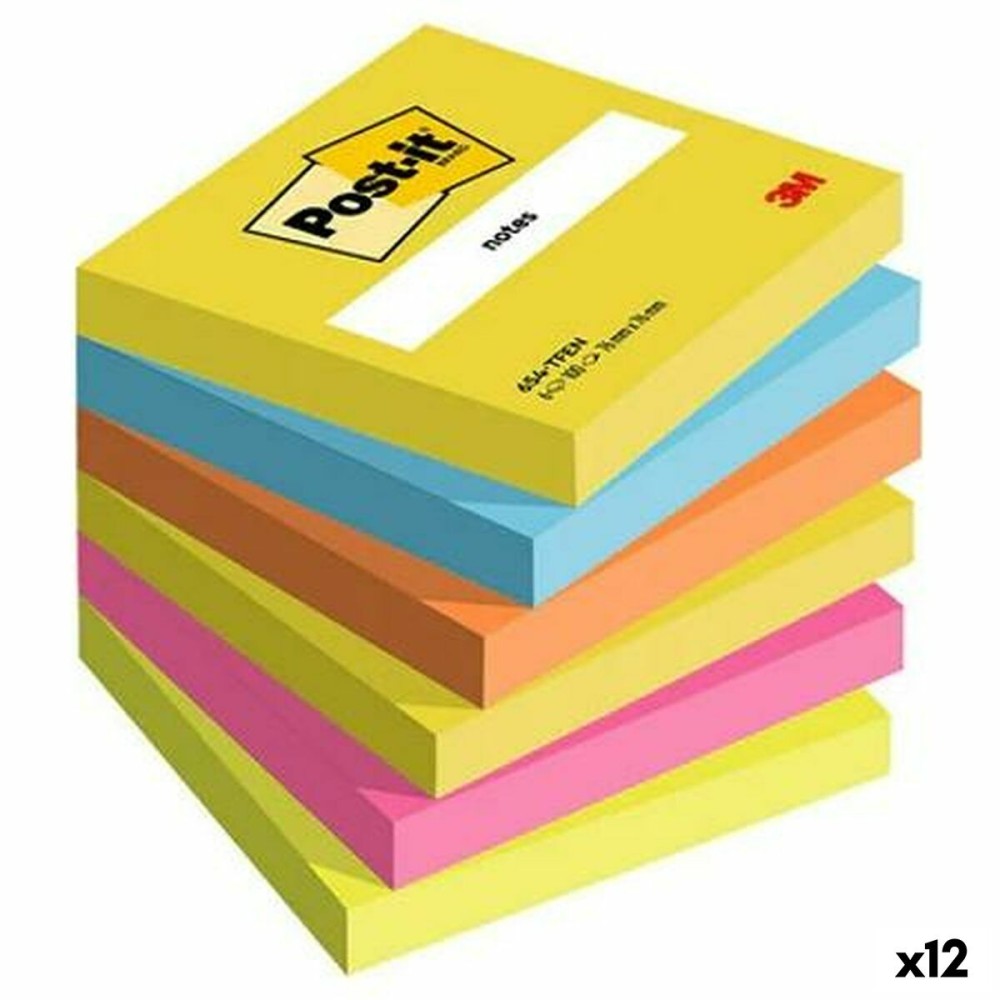 Schein Notizblock Post-it Bunt 100 Blatt 76 x 76 mm 6 Stücke (12 Stück)