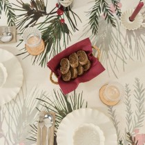 Stain-proof resined tablecloth Belum Christmas Flowers White Brown Red Green 250 x 150 cm