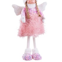 Christmas bauble Multicolour Pink Metal Polyresin Fabric Angel 24 x 12 x 63 cm