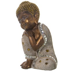 Figurine Décorative Alexandra House Living Blanc Doré Plastique Buda 15 x 16 x 24 cm