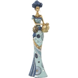 Figurine Décorative Alexandra House Living Bleu Doré Plastique Africaine 11 x 15 x 45 cm