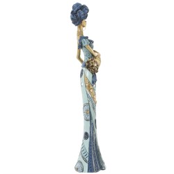 Deko-Figur Alexandra House Living Blau Gold Kunststoff Afrikanerin 11 x 15 x 45 cm