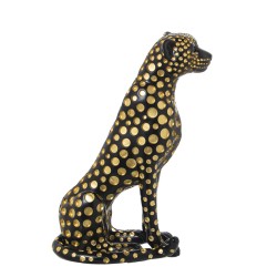 Decorative Figure Alexandra House Living Black Golden Plastic Leopard 33 x 39 x 45 cm