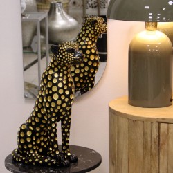 Decorative Figure Alexandra House Living Black Golden Plastic Leopard 33 x 39 x 45 cm