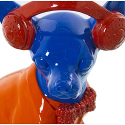 Deko-Figur Alexandra House Living Blau Orange Kunststoff Hund Kopfhörer 14 x 26 x 18 cm