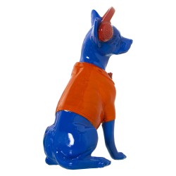 Deko-Figur Alexandra House Living Blau Orange Kunststoff Hund Kopfhörer 14 x 26 x 18 cm