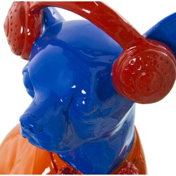 Deko-Figur Alexandra House Living Blau Orange Kunststoff Hund Kopfhörer 14 x 26 x 18 cm