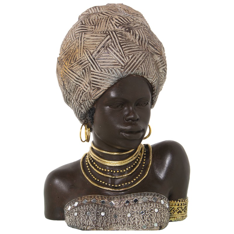 Bust Alexandra House Living Beige Plastic African Woman 25 x 21 x 35 cm