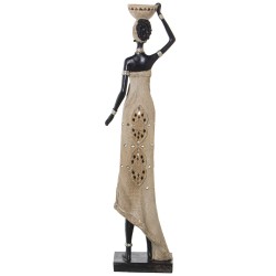 Decorative Figure Alexandra House Living Beige Plastic African Woman 15 x 19 x 63 cm