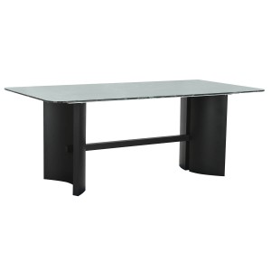 Table de Salle à Manger Home ESPRIT Noir Vert Métal Verre trempé 200 x 100 x 76 cm