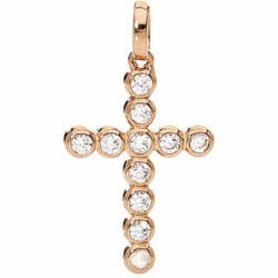 Damenhalskette Amen CROCE PICCOLA ARGENTO IP ORO ROSA E ZIRCONI