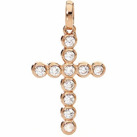 Collier Femme Amen CROCE PICCOLA ARGENTO IP ORO ROSA E ZIRCONI