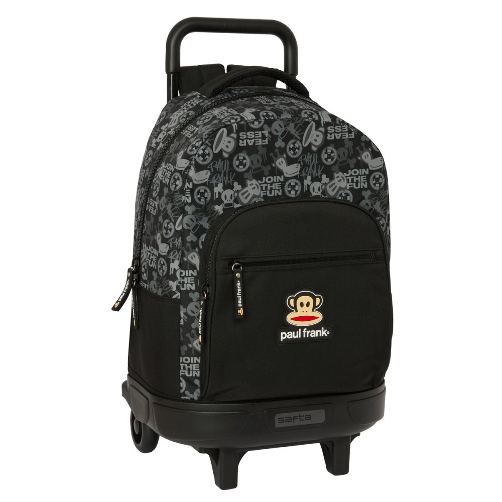 School Rucksack with Wheels Paul Frank Join the fun Black 33 X 45 X 22 cm