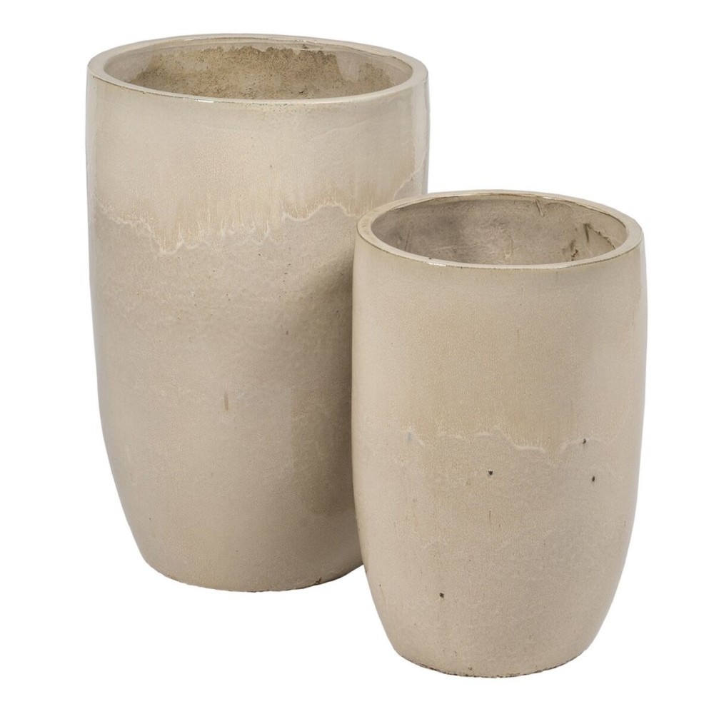 Vase Cream Ceramic 52 x 52 x 80 cm (2 Units)