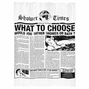 Shower Curtain Gelco Gazette Black PEVA 180 x 200 cm