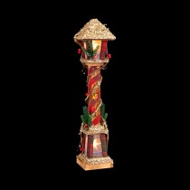 Christmas bauble Multicolour Golden Wood Plastic Fabric Lantern 13 x 13 x 60 cm