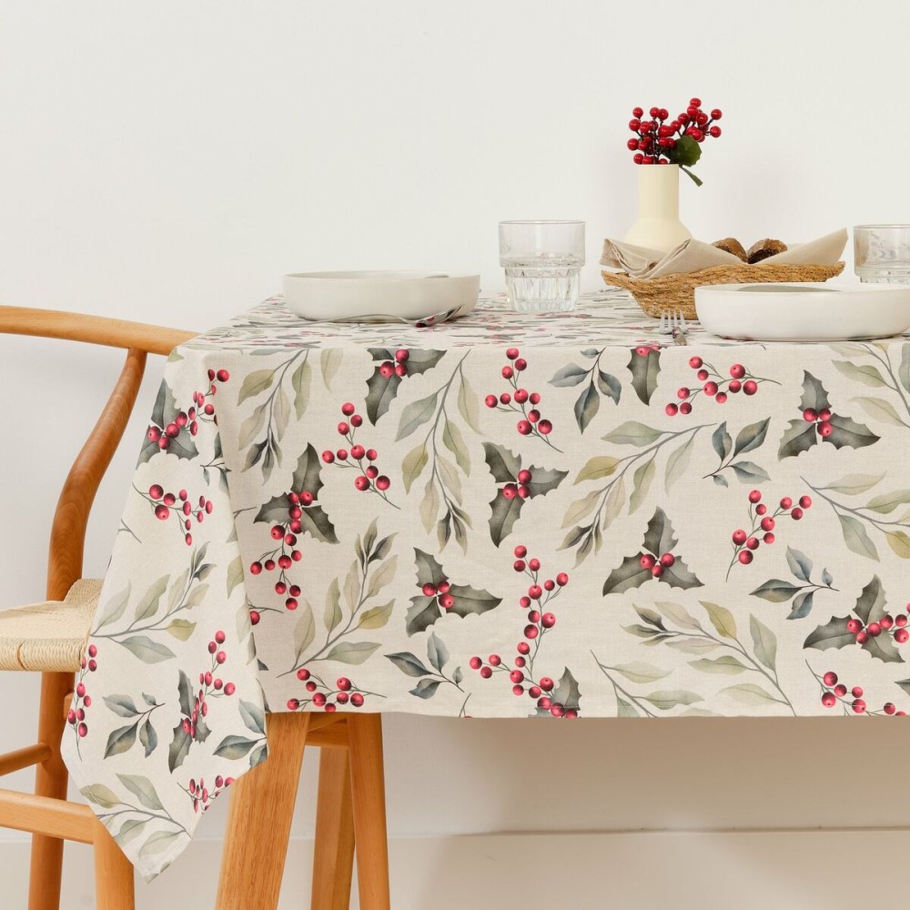 Nappe enduite antitache Belum Christmas Rouge Vert Naturel 100 x 140 cm