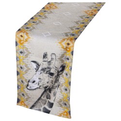 Tischläufer Alexandra House Living Gelb Grau Textil 180 x 30 cm Samt Giraffe