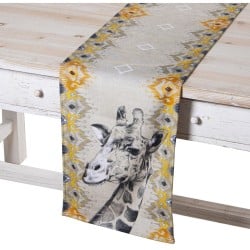 Chemin de Table Alexandra House Living Jaune Gris Textile 180 x 30 cm Velours Girafe