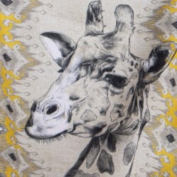 Chemin de Table Alexandra House Living Jaune Gris Textile 180 x 30 cm Velours Girafe