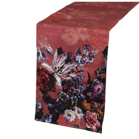 Table Runner Alexandra House Living Burgundy Textile 33 x 180 cm Cotton Floral