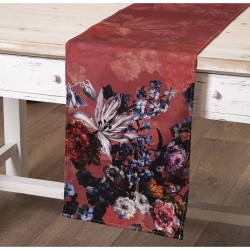 Table Runner Alexandra House Living Burgundy Textile 33 x 180 cm Cotton Floral