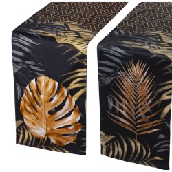 Table Runner Alexandra House Living Brown Black Textile 180 x 30 cm Sheets Velvet