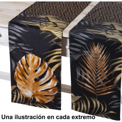 Table Runner Alexandra House Living Brown Black Textile 180 x 30 cm Sheets Velvet