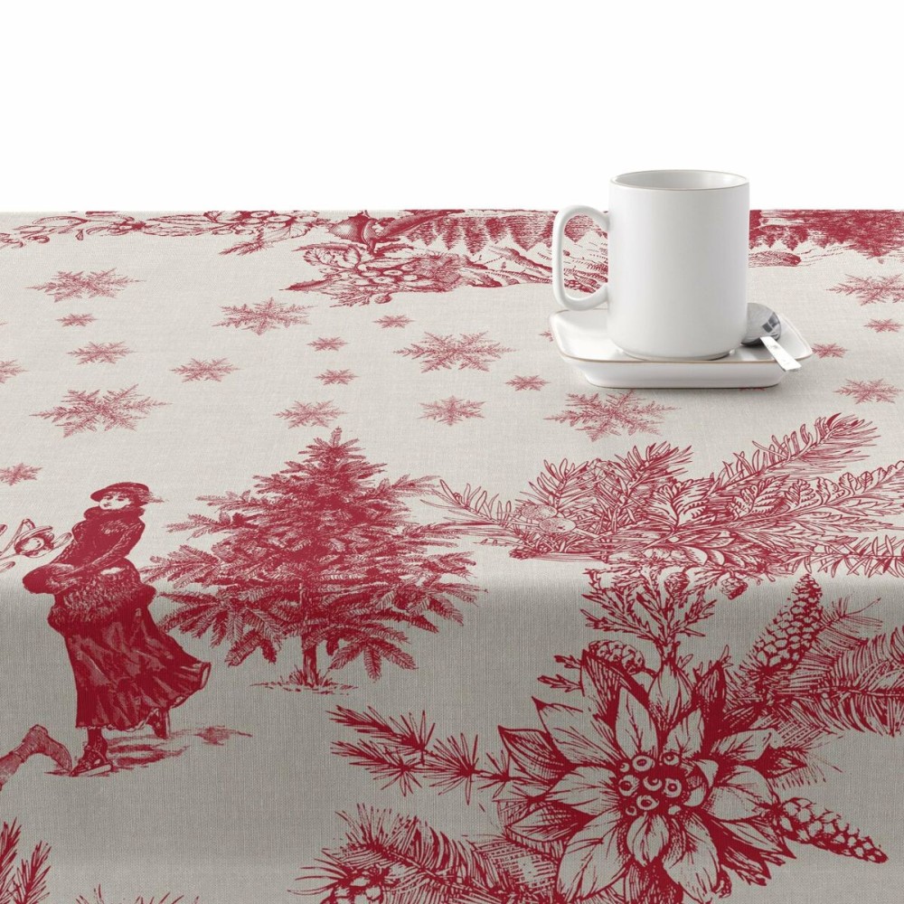 Stain-proof resined tablecloth Belum Christmas Toile Red Linen 100 x 150 cm