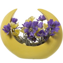 Centerpiece Alexandra House Living Yellow Ceramic Moon 14 x 29 x 28 cm