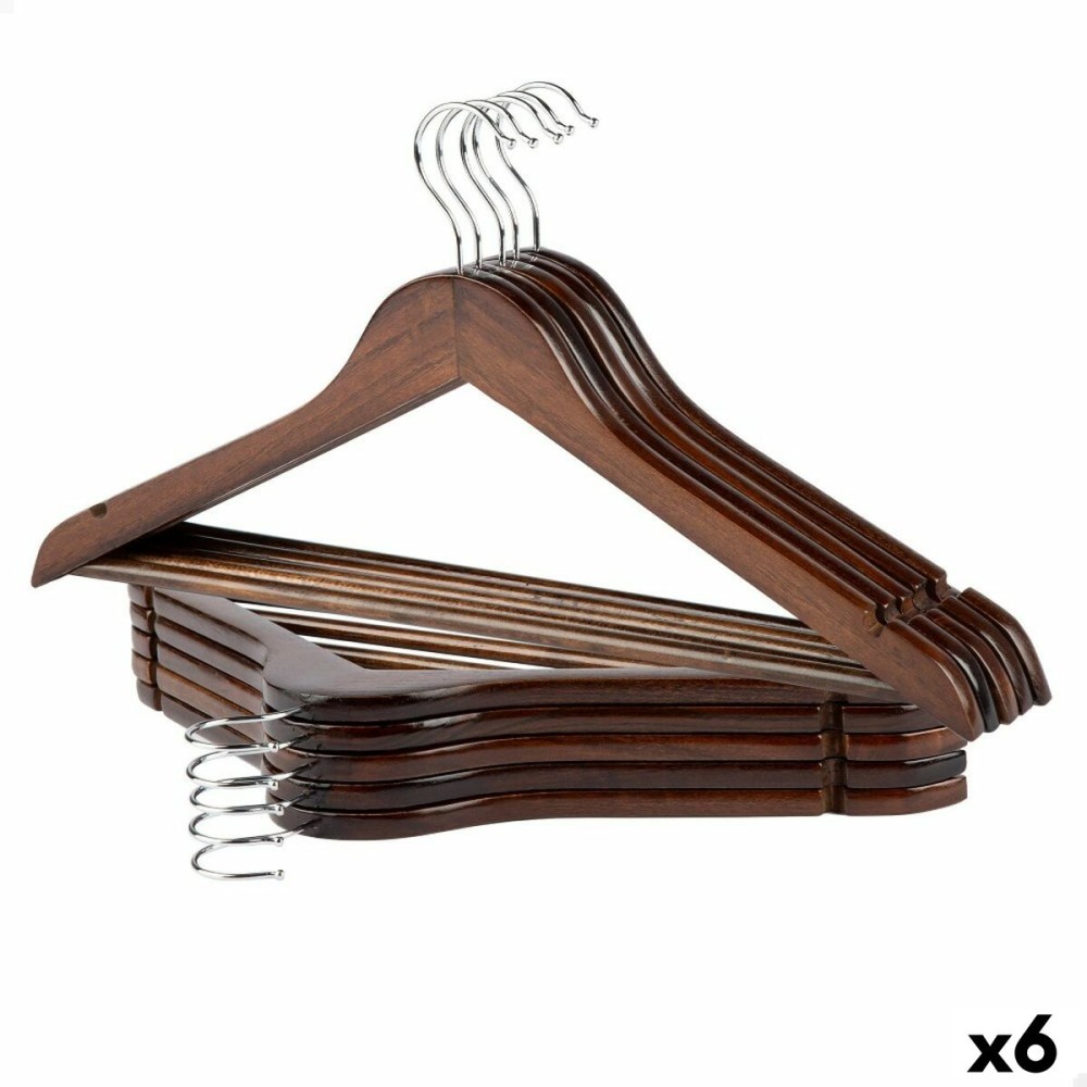 Set of Clothes Hangers Max Home Brown Wood Steel 44,5 x 23 x 1 cm 10 Pieces (6 Units)