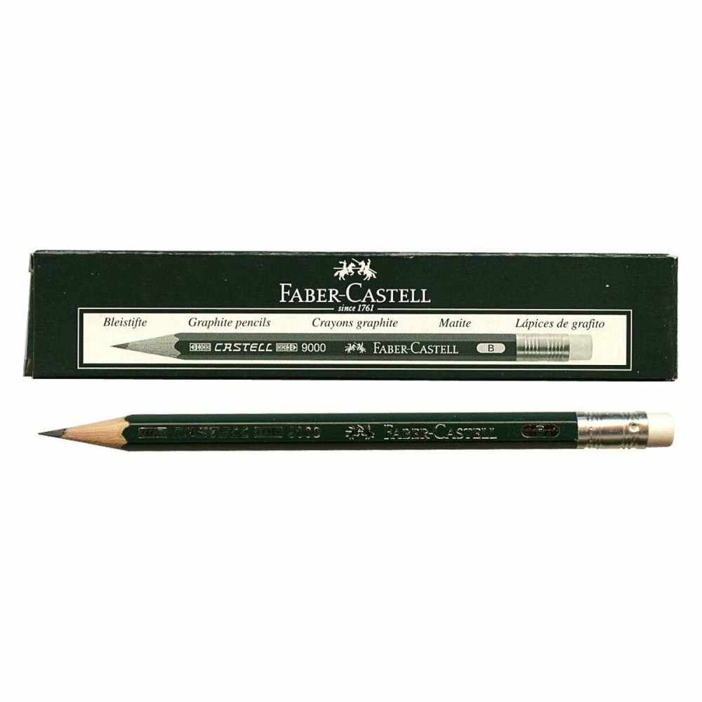 Pencil with Eraser Faber-Castell 9000 B Hexagonal B (3 Units)