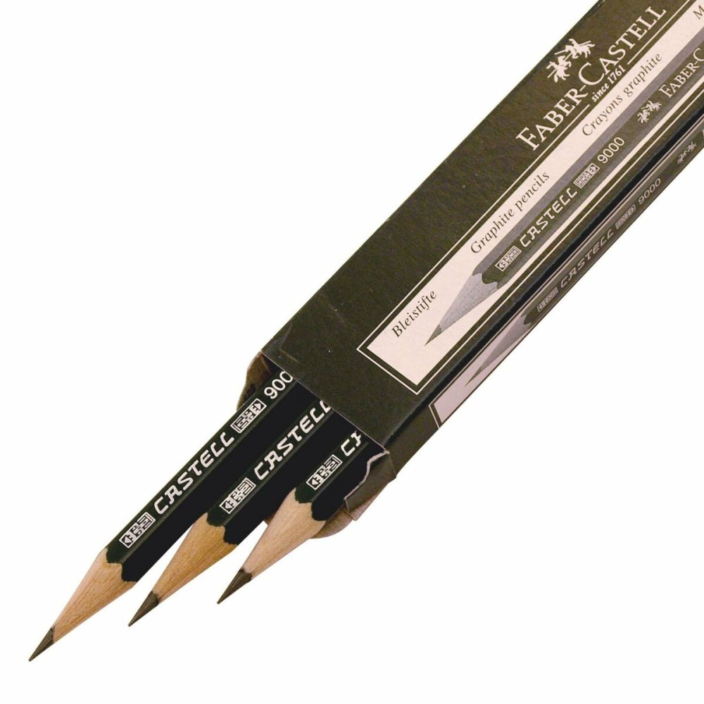 Pencil with Eraser Faber-Castell 9000 B Hexagonal B (3 Units)