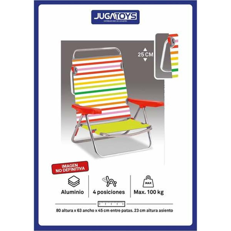 Folding Chair with Headrest 80 x 65 x 45 cm Multi-position Striped