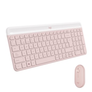 Tastatur mit Maus Logitech MK470 Slim Combo Rosa Qwerty Spanisch