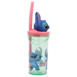 Verre avec Paille Stitch Sweet Bleu Lila PVC 360 ml 3D