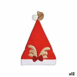 Father Christmas Hat Reindeer Red Golden 28 x 2 x 39 cm (12 Units)