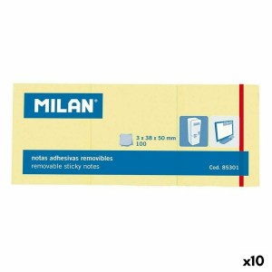 Notes Adhésives Milan 3 in 1 Jaune 38 x 50 mm (10 Unités)