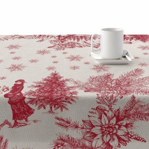 Nappe enduite antitache Belum Christmas Toile Rouge Lin 250 x 140 cm