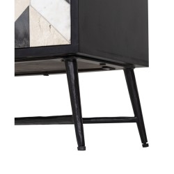 Buffet Romimex Marron Noir Doré Bois Marbre 40 x 80 x 80 cm