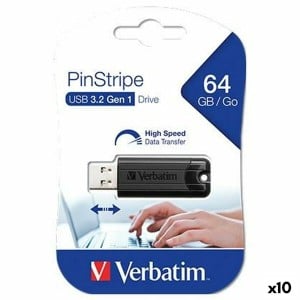 Pendrive Verbatim Pinstripe Schwarz 64 GB (10 Stück)