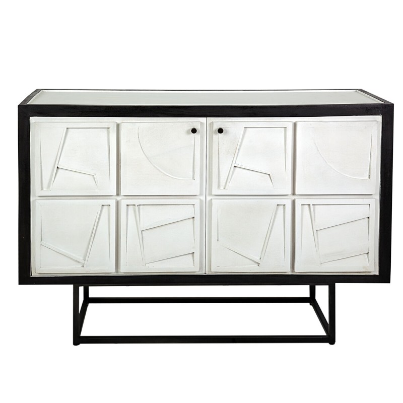 Sideboard Romimex White Black Wood 46 x 86 x 122 cm