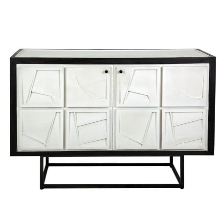 Buffet Romimex Blanc Noir Bois 46 x 86 x 122 cm