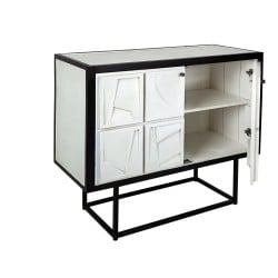 Sideboard Romimex White Black Wood 46 x 86 x 122 cm