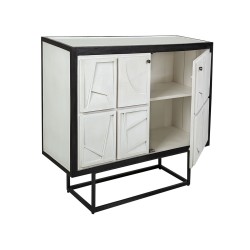 Sideboard Romimex White Black Wood 42 x 92 x 102 cm